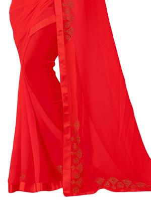 solid bordered saree with blouse - 16763084 - Standard Image - 3