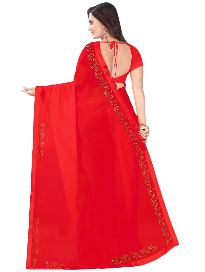 solid bordered saree with blouse - 16763084 - Zoom Image - 2