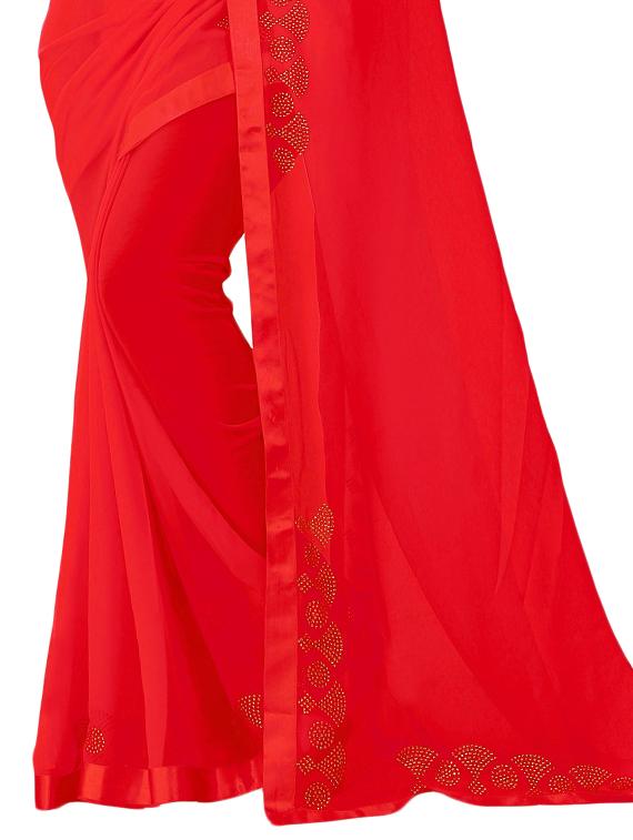 solid bordered saree with blouse - 16763084 - Zoom Image - 3