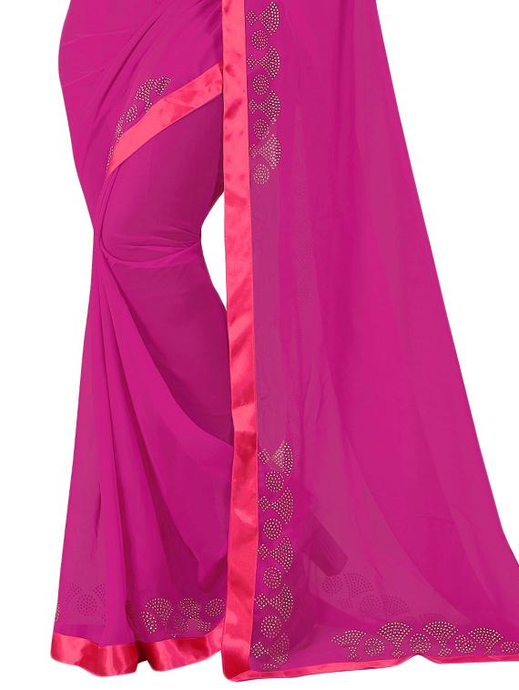 solid bordered saree with blouse - 16763085 - Zoom Image - 3
