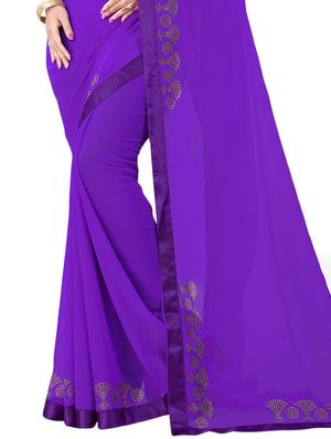 solid bordered saree with blouse - 16763086 - Standard Image - 3