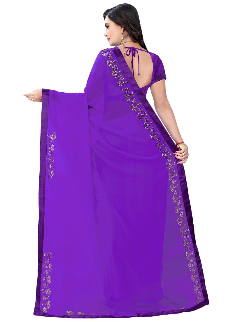 solid bordered saree with blouse - 16763086 - Zoom Image - 2