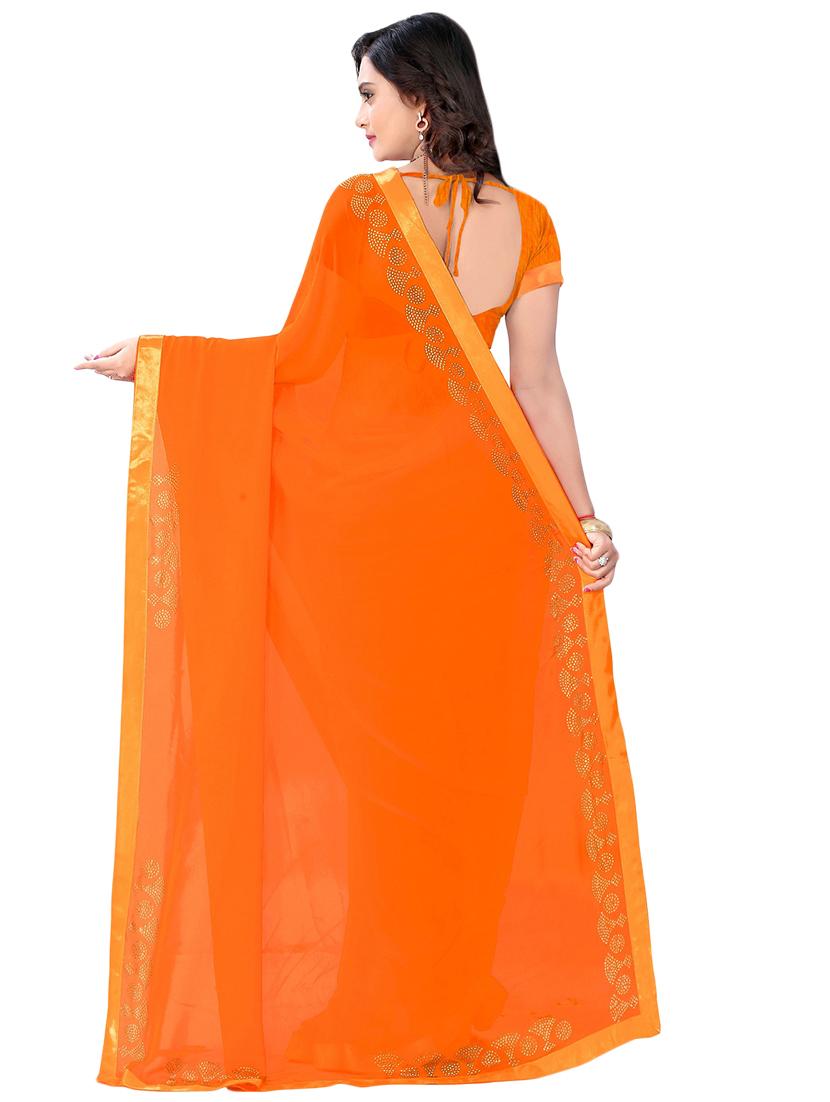 solid bordered saree with blouse - 16763087 - Zoom Image - 2