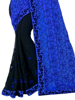 floral half and half saree with blouse - 16763088 - Standard Image - 3