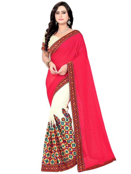 embroidered half and half saree with blouse - 16763093 - Standard Image - 1