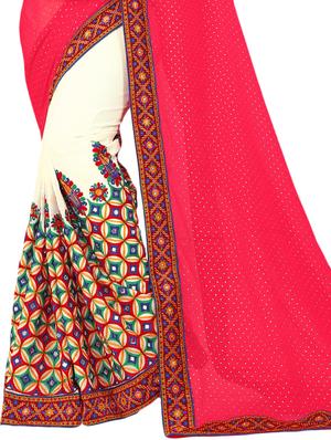 embroidered half and half saree with blouse - 16763093 - Standard Image - 3