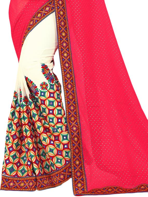 embroidered half and half saree with blouse - 16763093 - Zoom Image - 3