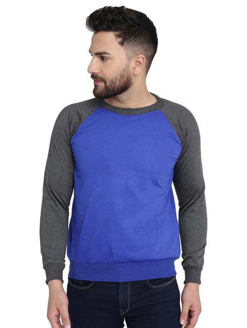 blue color block raglan sweatshirt - 16763237 - Standard Image - 1