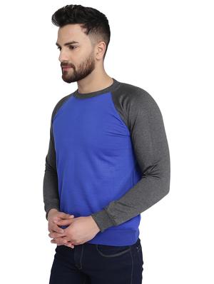 blue color block raglan sweatshirt - 16763237 - Standard Image - 2