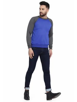 blue color block raglan sweatshirt - 16763237 - Standard Image - 4