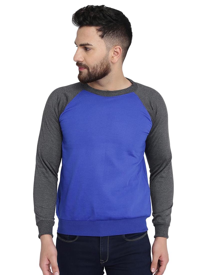 blue color block raglan sweatshirt - 16763237 - Zoom Image - 1