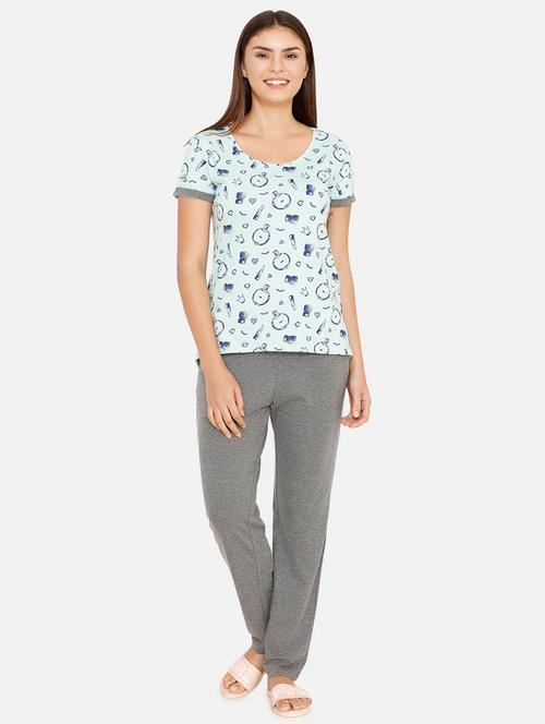 round neck quirky print pyjama set - 16763242 - Standard Image - 1