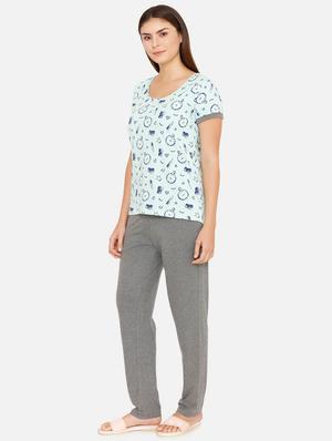 round neck quirky print pyjama set - 16763242 - Standard Image - 2