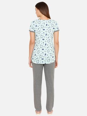 round neck quirky print pyjama set - 16763242 - Standard Image - 3