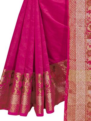 solid bordered kanjivaram saree with blouse - 16763310 - Standard Image - 3