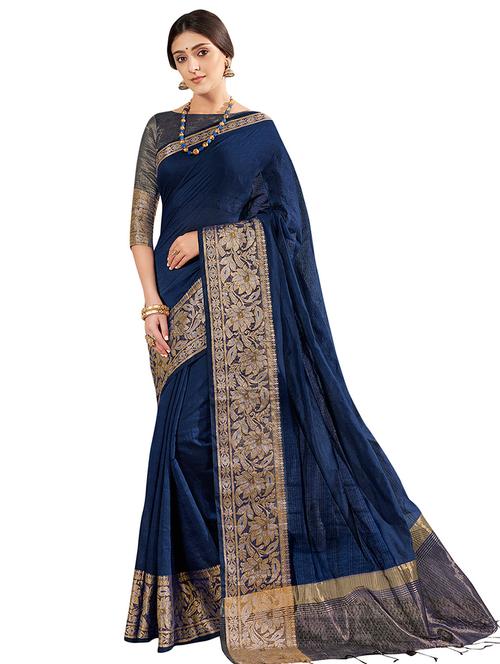 solid bordered kanjivaram saree with blouse - 16763311 - Standard Image - 1