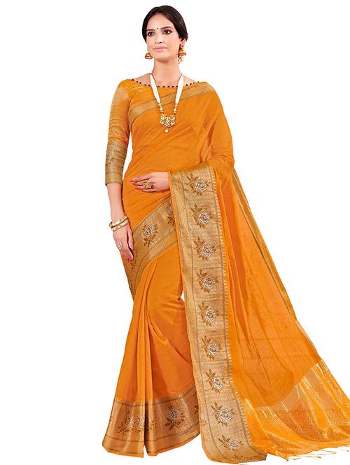 solid bordered kanjivaram saree with blouse - 16763314 - Standard Image - 1