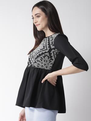 gathered hem embroidered top - 16763476 - Standard Image - 2