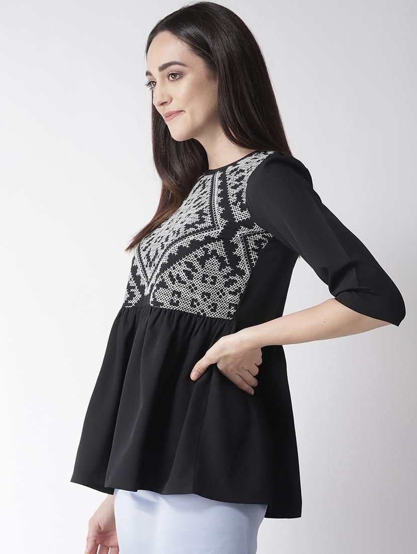 gathered hem embroidered top - 16763476 - Zoom Image - 2