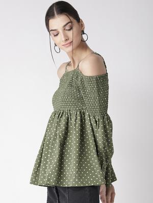 cold shoulder smocked top - 16763485 - Standard Image - 2