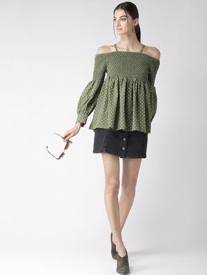 cold shoulder smocked top - 16763485 - Standard Image - 4
