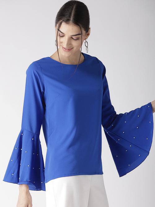pearl embellished bell sleeved top - 16763488 - Standard Image - 1