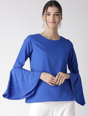 pearl embellished bell sleeved top - 16763488 - Standard Image - 2