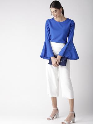 pearl embellished bell sleeved top - 16763488 - Standard Image - 4