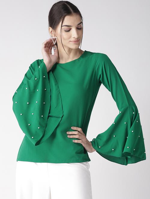 pearl embellished bell sleeved top - 16763489 - Standard Image - 1