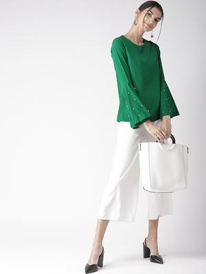 pearl embellished bell sleeved top - 16763489 - Standard Image - 4