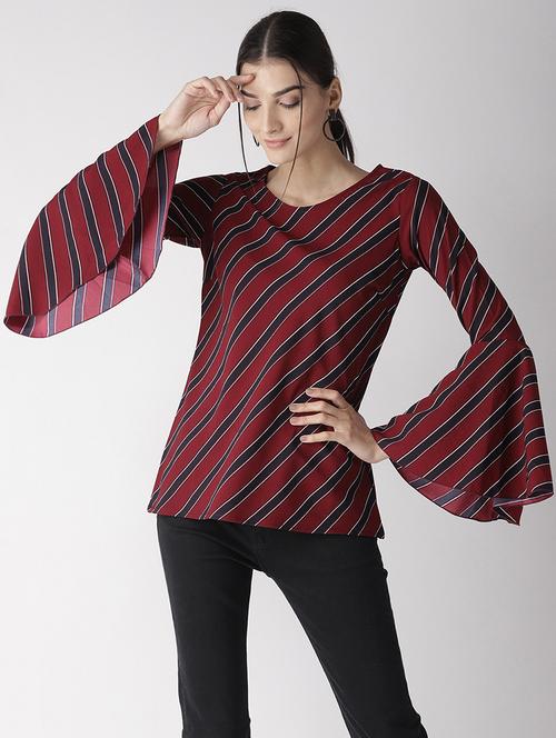bell sleeved striped top - 16763490 - Standard Image - 1