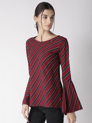 bell sleeved striped top - 16763490 - Standard Image - 2