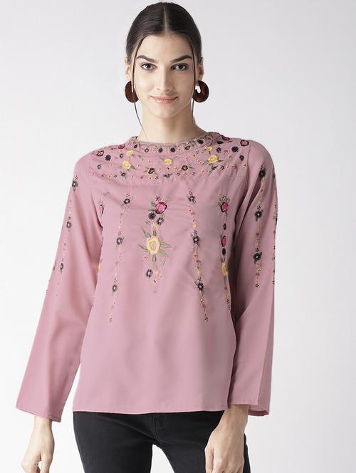 crew neck embroidered top - 16763491 - Standard Image - 1