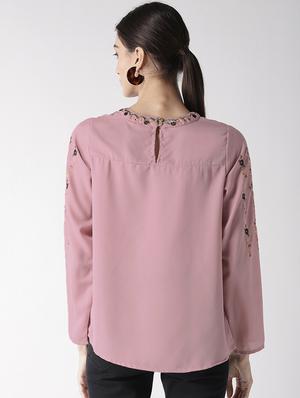 crew neck embroidered top - 16763491 - Standard Image - 3