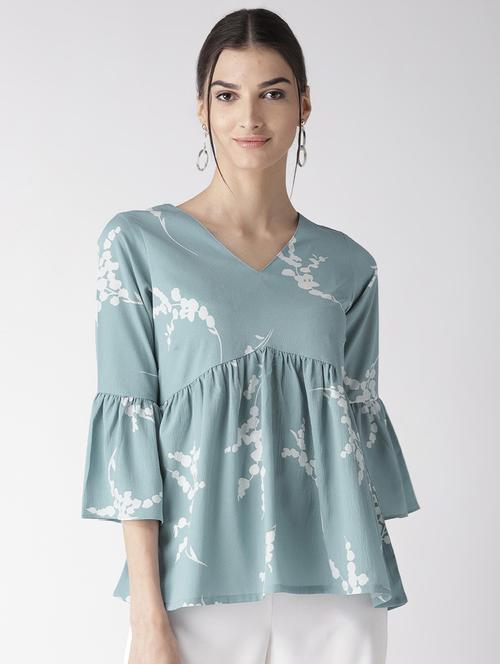 bell sleeved gathered hem top - 16763495 - Standard Image - 1