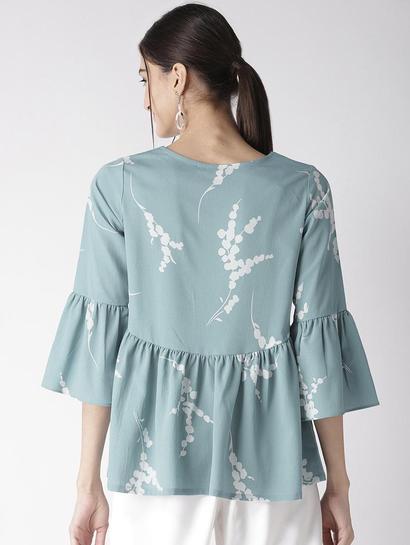 bell sleeved gathered hem top - 16763495 - Zoom Image - 3