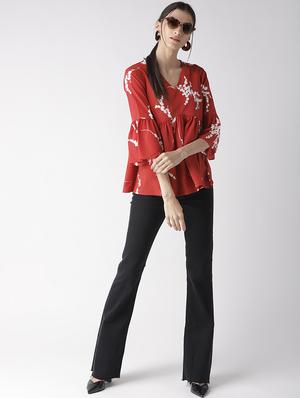 bell sleeved gathered hem top - 16763496 - Standard Image - 4