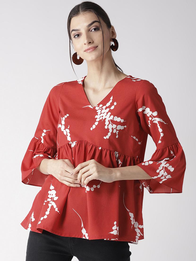 bell sleeved gathered hem top - 16763496 - Zoom Image - 1