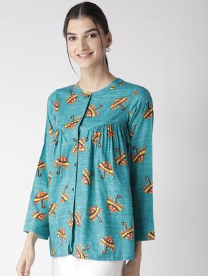 mandarin neck quirky top - 16763497 - Standard Image - 2