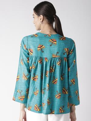 mandarin neck quirky top - 16763497 - Standard Image - 3
