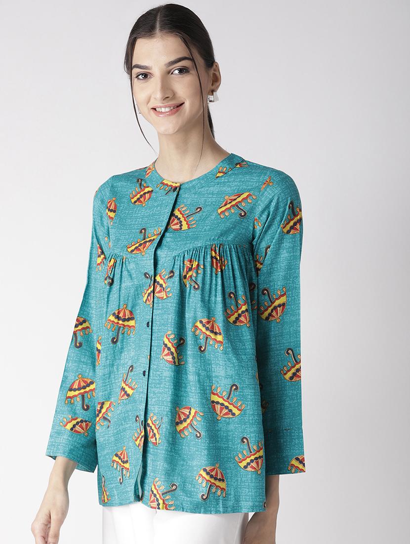 mandarin neck quirky top - 16763497 - Zoom Image - 2