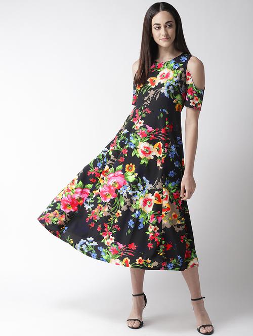 cold shoulder floral a-line dress - 16763517 - Standard Image - 1