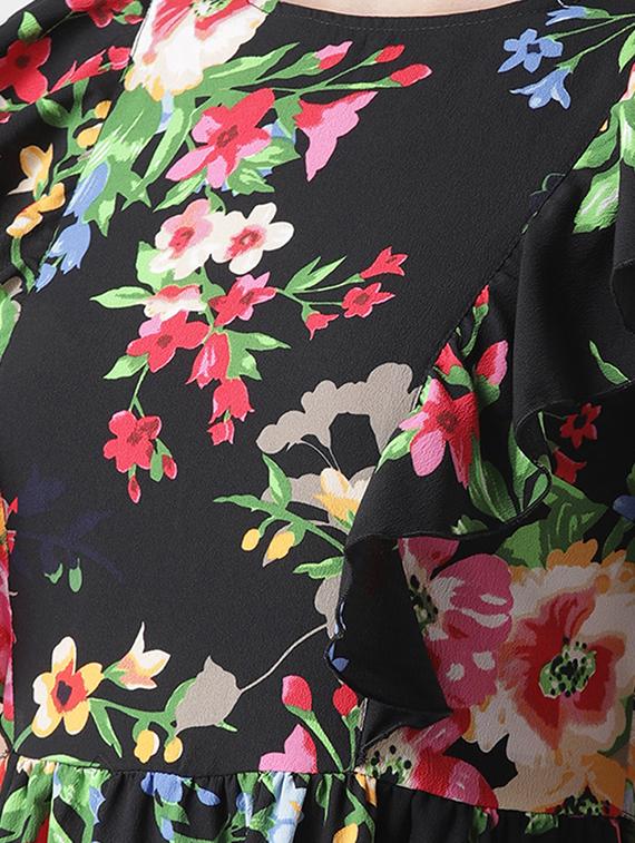 frill detail floral a-line dress - 16763523 - Zoom Image - 4