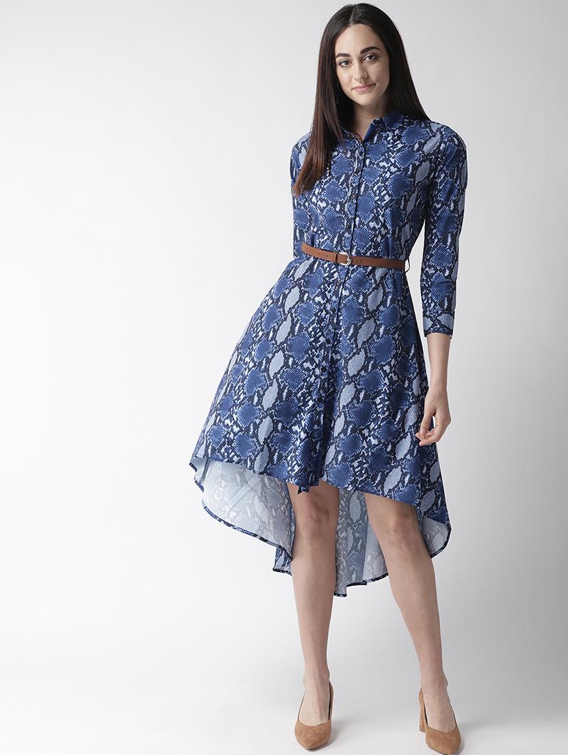 high low snake print belted dress - 16763527 - Zoom Image - 1