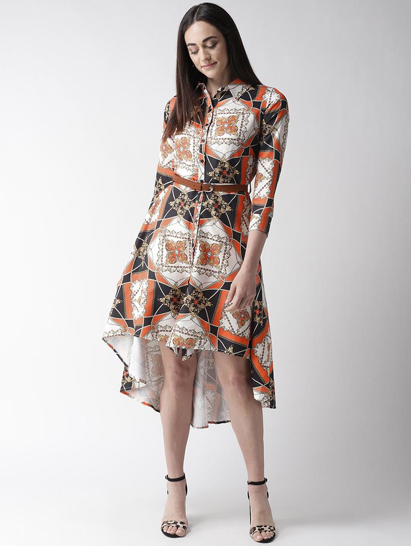 high low printed belted dress - 16763529 - Zoom Image - 1