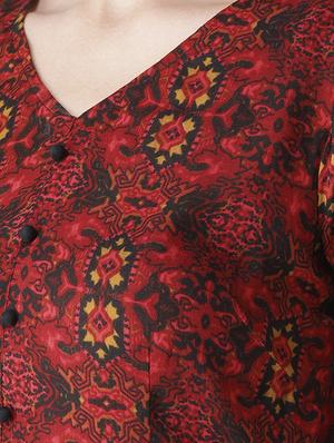 v-neck printed flared dress - 16763531 - Standard Image - 4