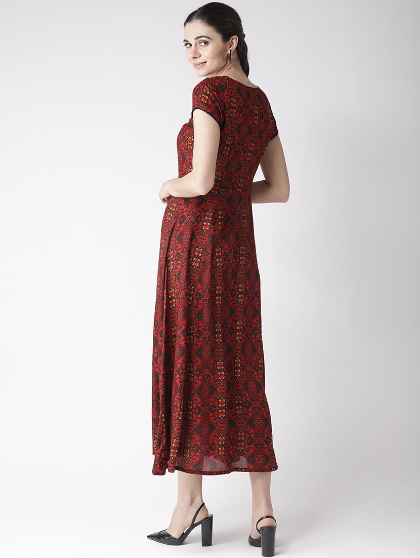 v-neck printed flared dress - 16763531 - Zoom Image - 3