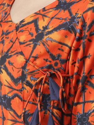 tie front printed a-line dress - 16763537 - Standard Image - 4