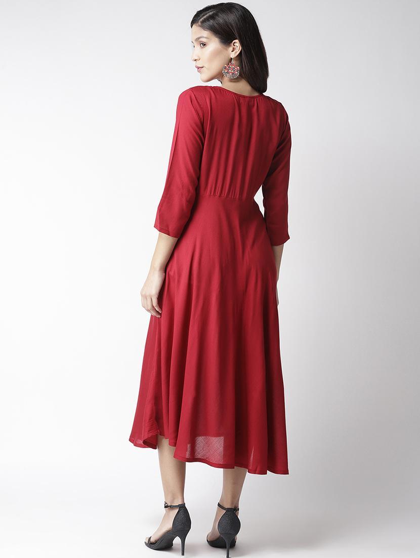 round neck embroidered detail flared dress - 16763539 - Zoom Image - 3