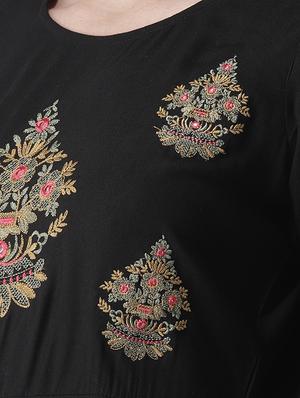 round neck embroidered detail flared dress - 16763540 - Standard Image - 4